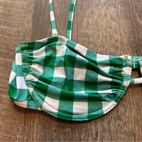 J Crew Swim J Crew Tieshoulder Underwire Bikini Top In Gingham 38c